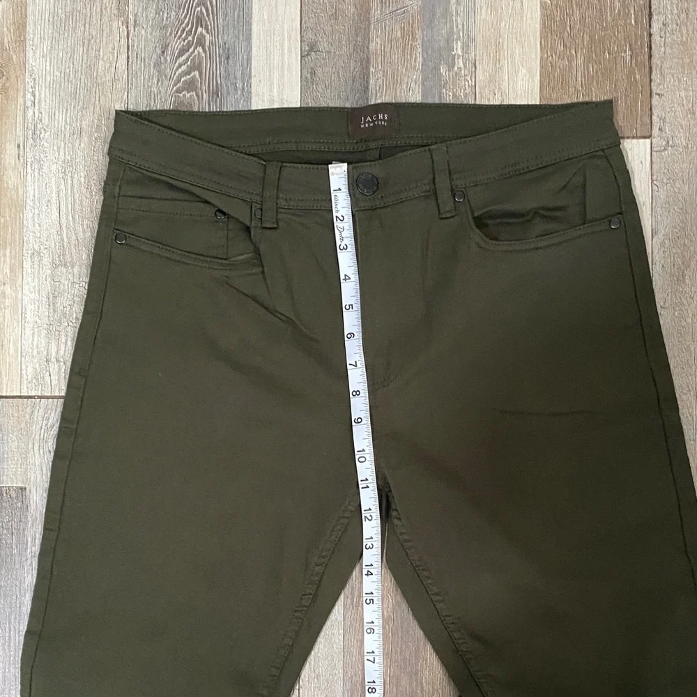 Jachs Olive Green Slim Straight Chinos